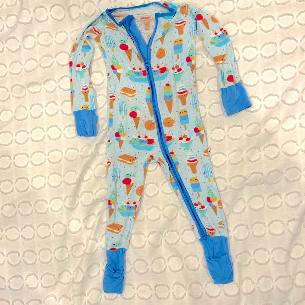 Little Sleepies Zippy two-way zip pajamas blue ice cream print